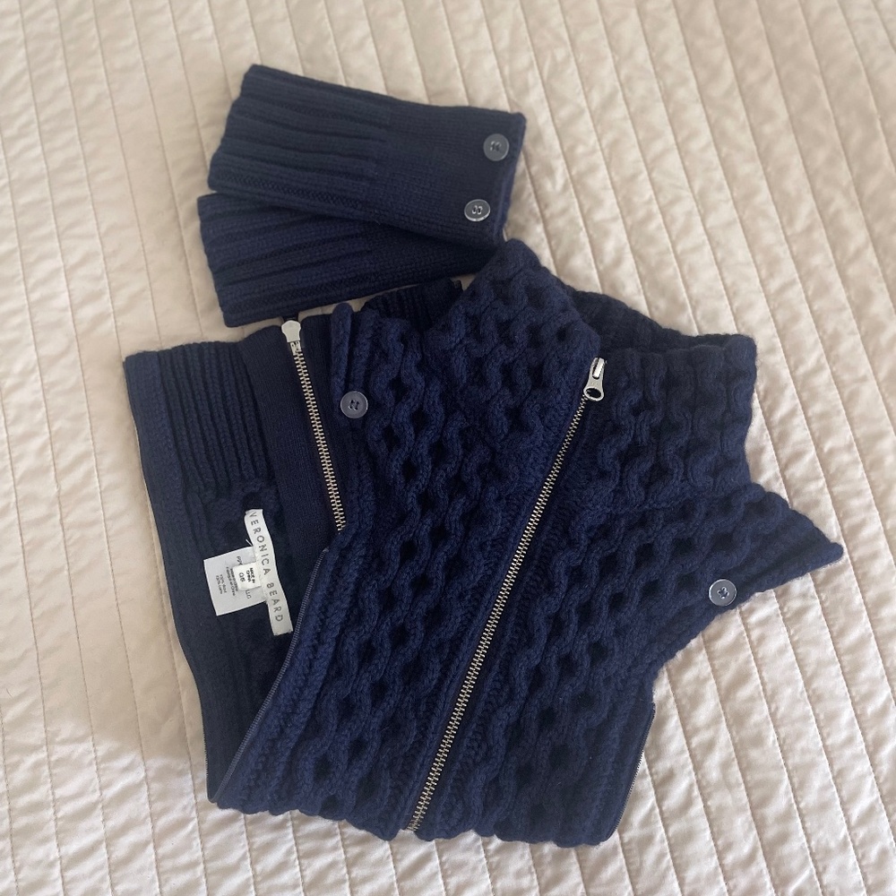 Veronica Beard Navy Upstate Dickey + Cuffs sz O/S